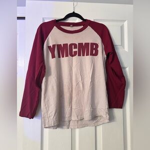Young Money YMCMB Men's Baseball Tee White Maroon Size Medium